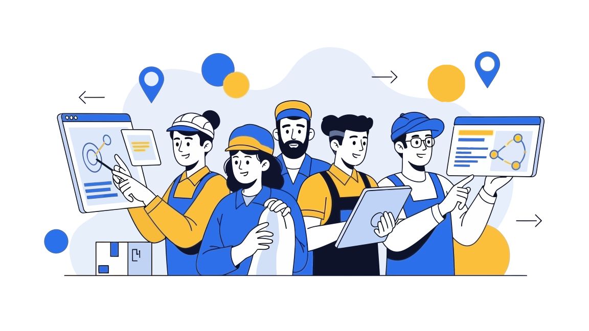 Darstellung Teamarbeit und Logistikplanung