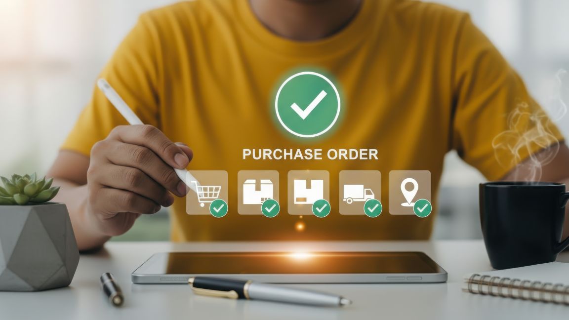 Person tätigt eine online Bestellung